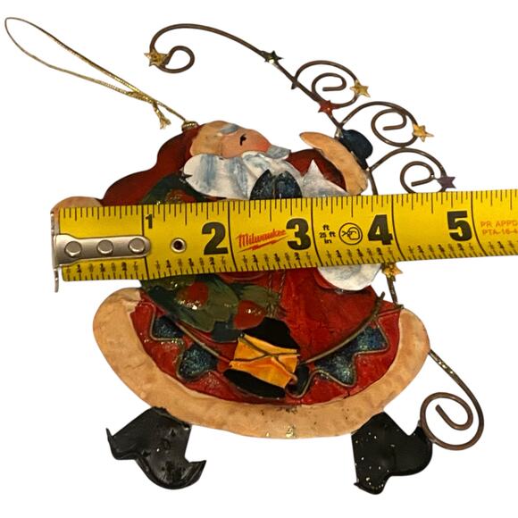 Vintage 1990s 3D Tin Metal 7" Santa Claus Christmas Ornament - Picture 7 of 7